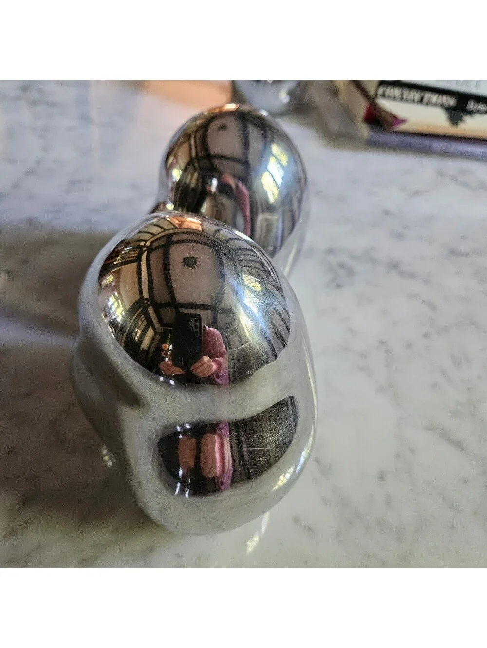 Vtg 90s Mukul Goyal Pair Bookends Chrome Biomorphic Blob Silver SET of 2
